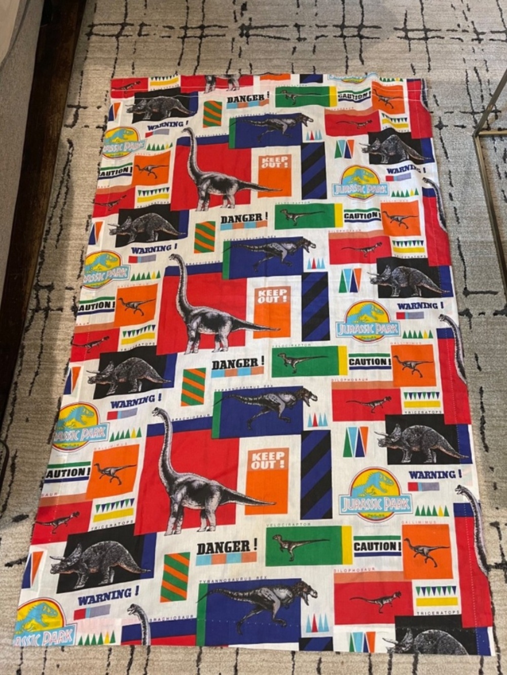 Vintage Jurassic Park Dinosaur Pattern Curtain Set (2) 1990s Multicolor 40x64